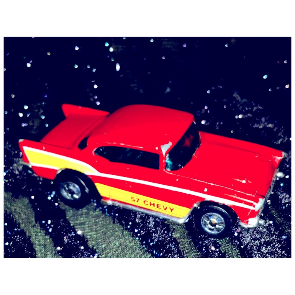 🔥Vintage 70s HOT WHEELS Bright RED '57 Chevy 1976 Hong Kong Diecast Toy Car